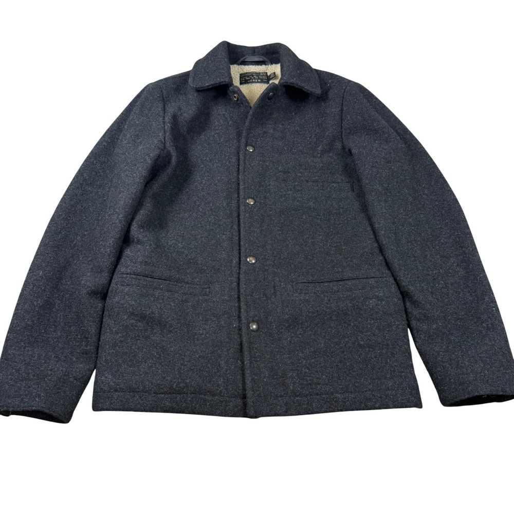 J.Crew Mens Wool Blend Sherpa Lined Skiff Jacket Charcoal Grey XS Thermore